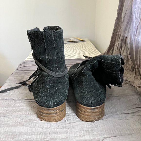 Suede Lace-up Boots with Buckle - Picture 3 of 7